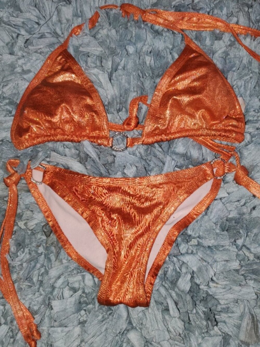 Daisy sz L orange glittery bikini